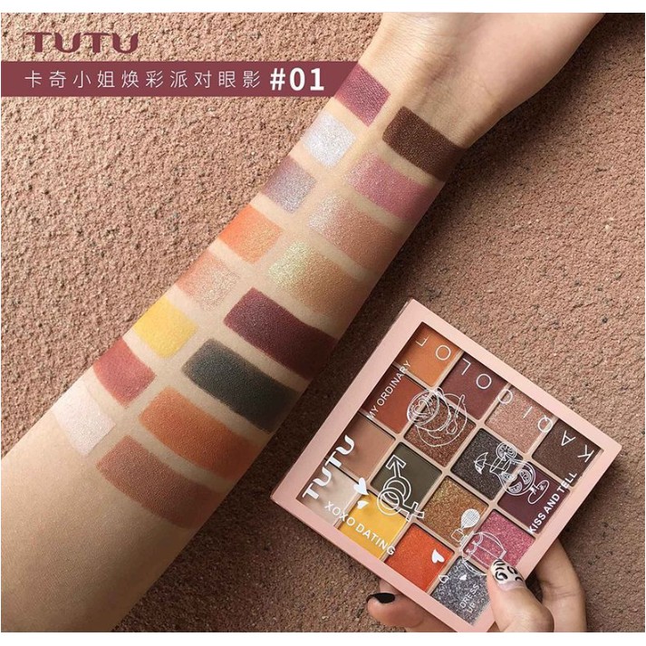 [FREESHIP TỪ 50K]Bảng mắt 16 màu TUTU KAQI COLOR Cam Đào Trung Tính | BigBuy360 - bigbuy360.vn