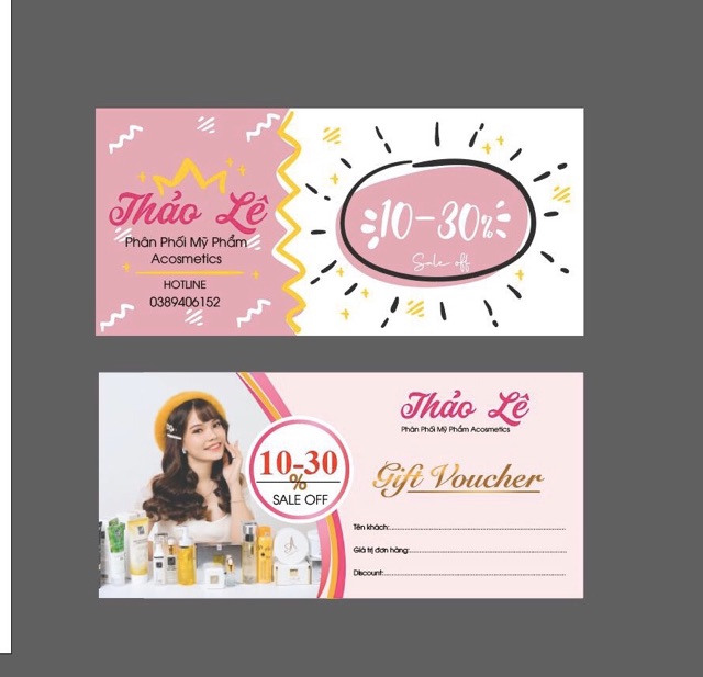 Thiết kế - In voucher theo yêu cầu- giấy c300 - kích thước 15x7cm - 500 cái