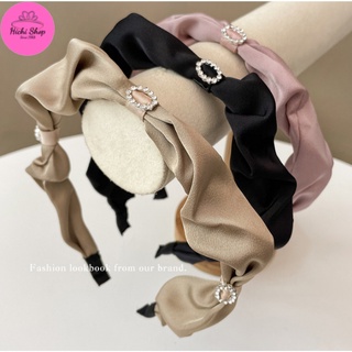 Bờm turban xước tóc lụa đính hạt, bờm tóc, xược tóc phong cách Hàn Quốc