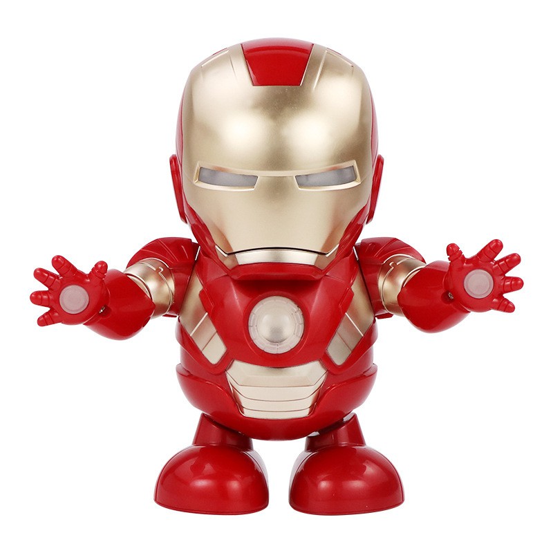 Robot nhảy múa Iron Man Người Sắt có đèn LED siêu đáng yêu có thể lật mặt nạ thấy Tony Stark