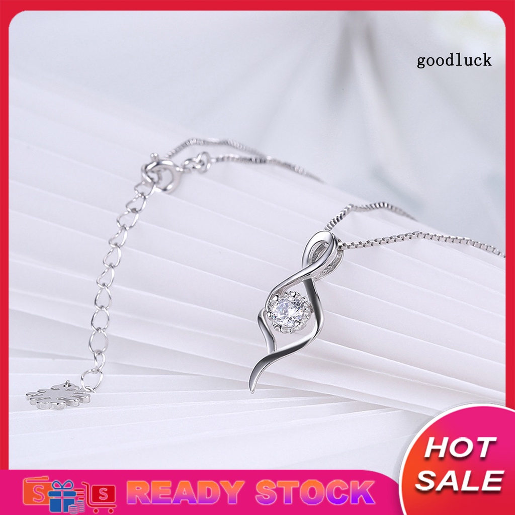 Vòng cổ Mạ Bạc Dáng Dài Đính Đá Zircon Thanh Lịch Cho Nữ