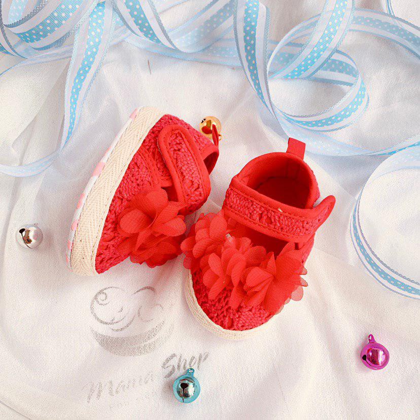 Giày tập đi búp bê hoa cho bé gái 0 - 18 tháng tuổi <0-18M> - Mama's Baby Flower Shoes