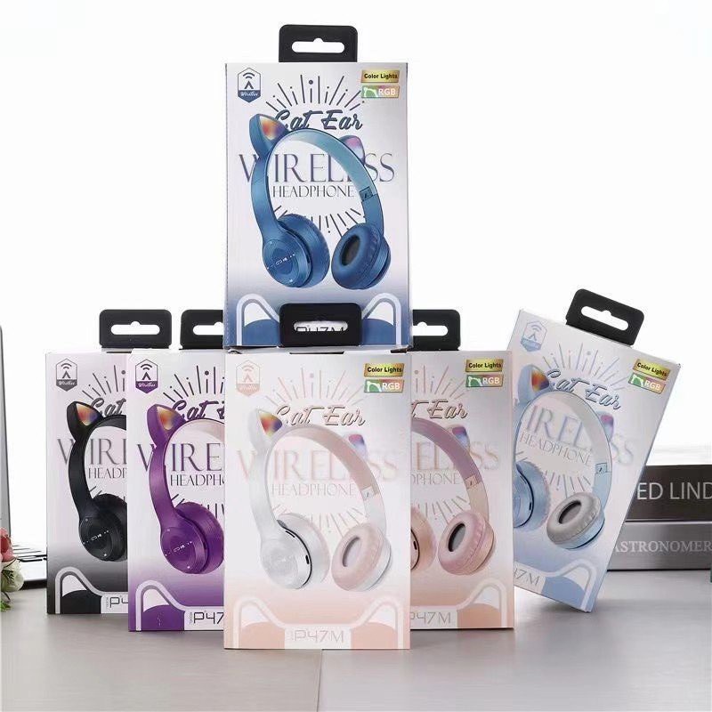 Tai Nghe Chụp tai Mèo Bluetooth P47 LegendHouse Headphone Dễ Thương Có Mic,Âm Bass Mạnh Mẽ PIN TRÂU