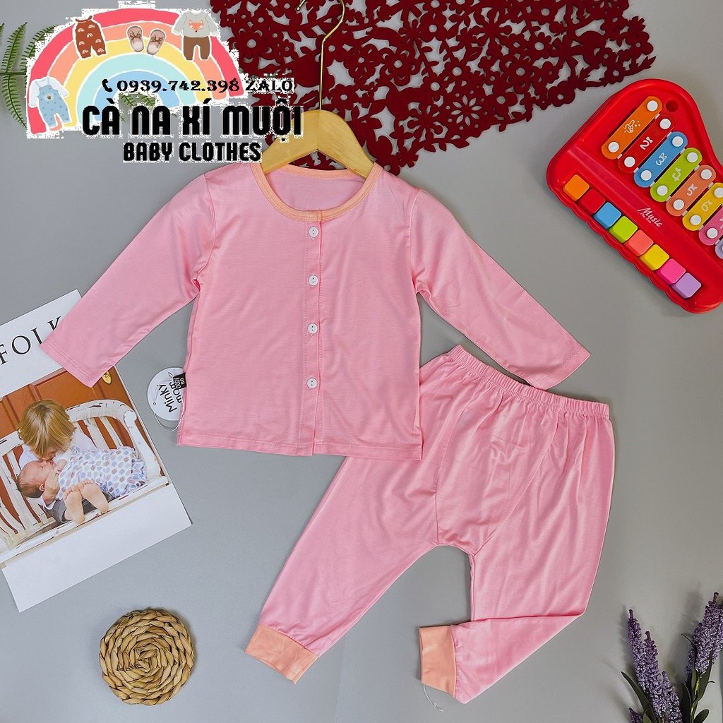 Bộ Minky Mom Dài Tay Quần Đáy ĐũngFREE SHIPThun Lạnh Hàng Chuẩn Họa Tiết Dể Thương Cho Bé Gái Bé Trai, Đủ Màu