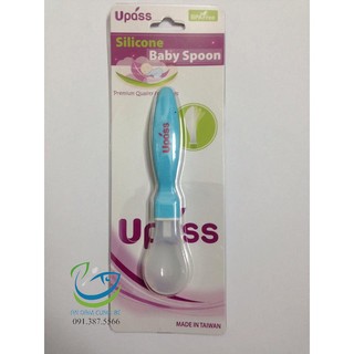 Thìa ăn dặm silicone siêu mềm upass màu xanh dương