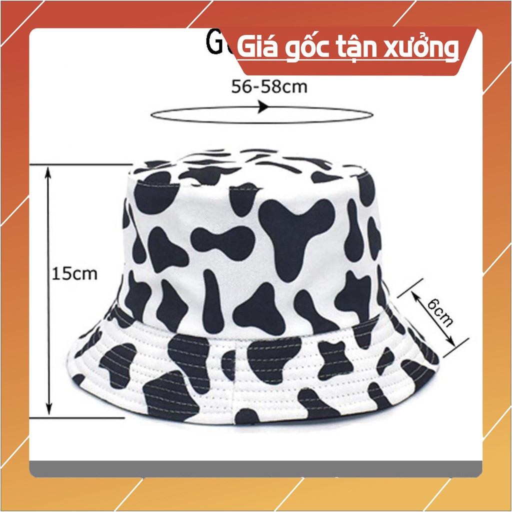 Nón bucket hai mặt bò sữa phong cách Hàn Quốc đáng yêu