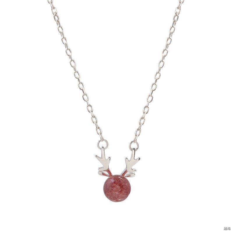 ◘♀❀ Chuỗi Hồng Ngọc Hươu Bạc Vòng Cổ Chain Ruby Deer Silver Necklace Accessories