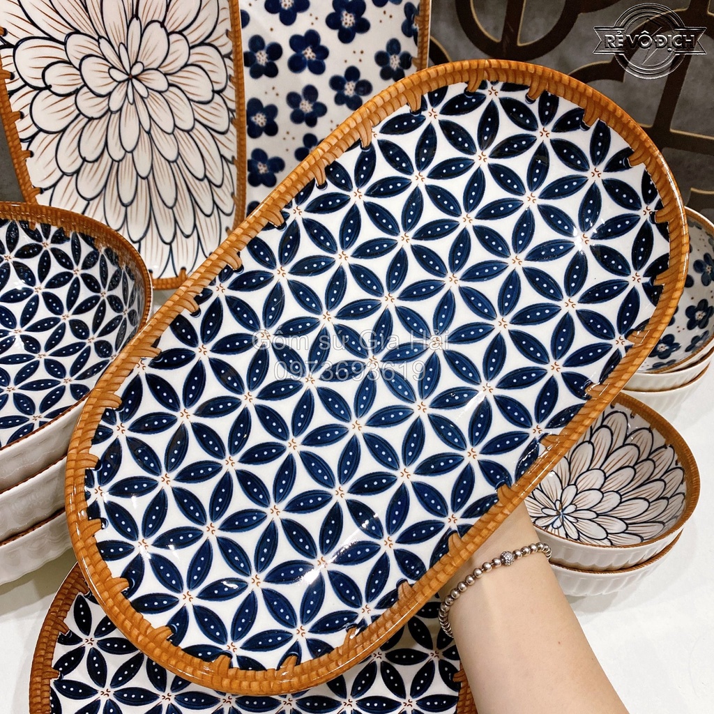 Bộ Bát đĩa decor, Bát sứ Bát ăn cơm, Bộ chén dĩa sứ Dễ thương cao cấp sét Mây Nhật 10 món H2 siêu đẹp
