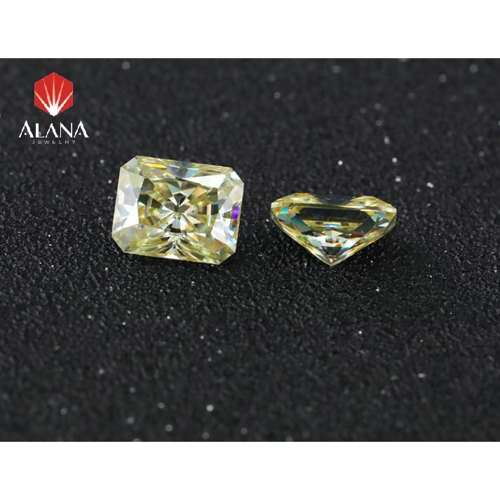 Kim cương nhân tạo MOISSANITE hình Radiant 7x9 màu vàng