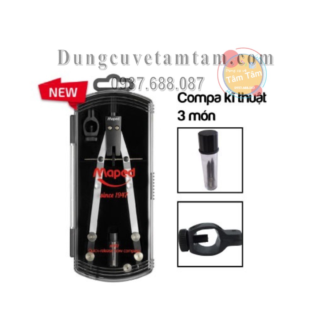 [ TÂM TÂM ]-Compa kỹ thuật, Compa vẽ vòng trón lớn 30cm, Maped Metal Bow 178101 [  ]