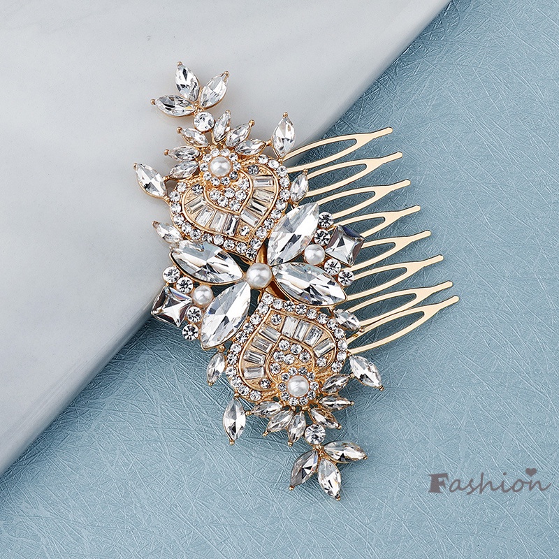 Lược Cài Tóc Hình Số 8 Bằng Hợp Kim Đính Đá Lấp Lánh Thời Trang Cho Cô Dâu