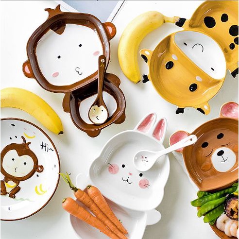 Khay ăn dặm gốm sứ Hươu cao cổ cho bé ngộ nghĩnh