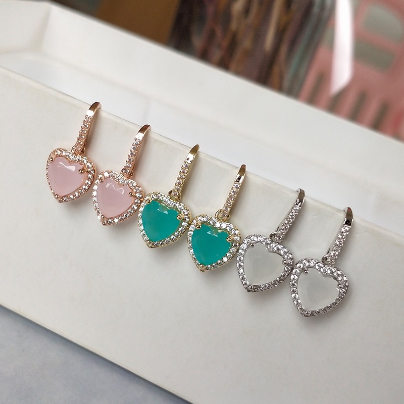 [Jiudolan] Bông Tai Đính Đá Opal Giả Thanh Lịch Thời Trang Nhiều Màu Sắc Lấp Lánh Dành Cho Nữ