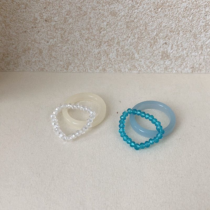 Bộ Nhẫn Nhựa Resin Đính Hạt Pha Lê 22434 Thiết Kế Tinh Tế