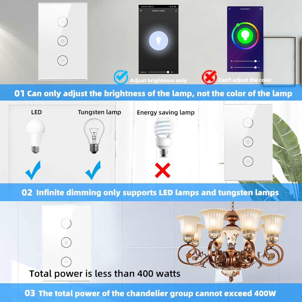 Điều khiển đèn thông minh SMATRUL kết nối WIFI cảm ứng chạm hỗ trợ ứng dụng cho Amazon Alexa và Google 220V 110