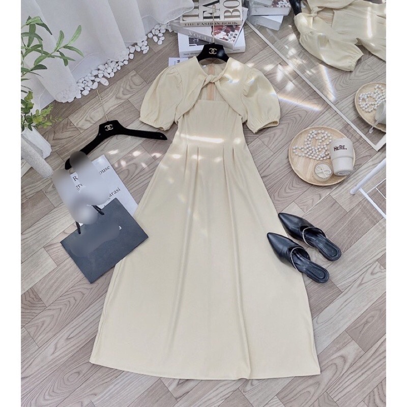 Đầm dáng dài chiết eo tôn dáng 3 màu Lanushop