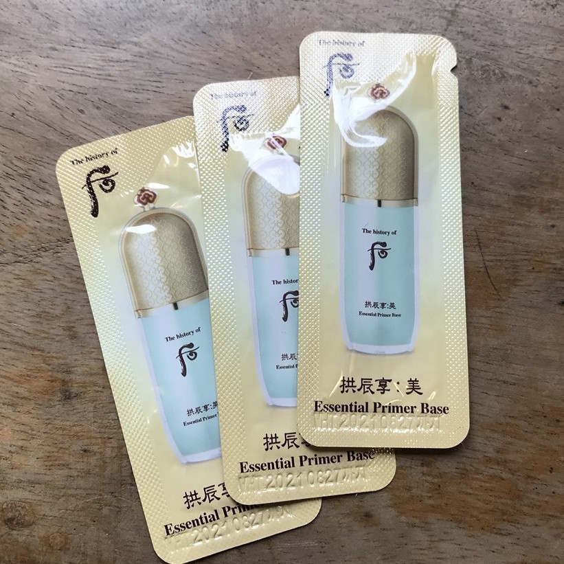 Sỉ gồm 10 gói Sample kem lót Whoo Essential Primer Base cho da mỏng mịn lộng lẫy