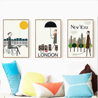 Tranh treo tường canvas Paris - London - NewYork [ 40x60cm ]