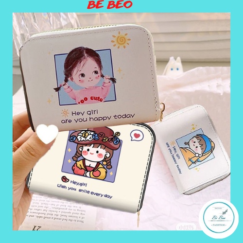 VÍ CẦM TAY KHÓA KÉO CÔ GÁI MŨ LE