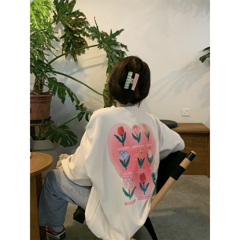 Welove1 Áo Nỉ Nữ Dài Tay Cổ Tròn Thời Trang Hàn