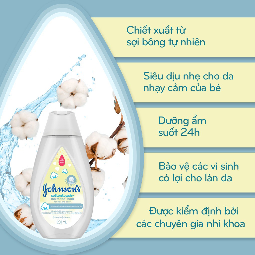 Sữa dưỡng ẩm mềm mịn như bông Johnson's baby cotton touch (200ml)