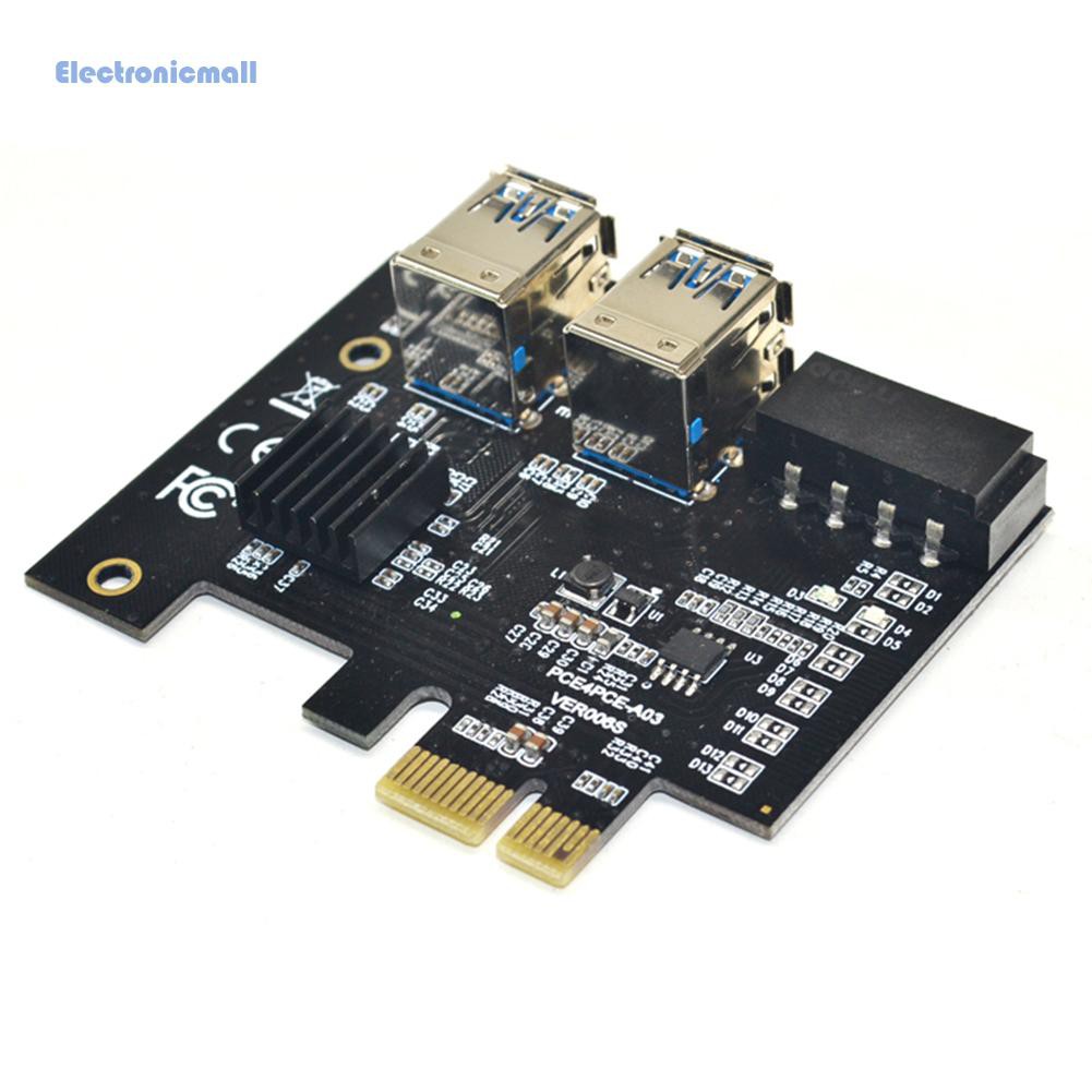 ElectronicMall01 PCI-E to PCIe Adapter 1x to 16x 1 to 4 USB 3.0 Riser for BTC Mining Molex 4 Pin