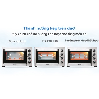 Lò nướng Sharp EO-A384RCSV-ST 38 lít, Công suất:1800 W, Khoang và vỏ lò thép không gỉ, Quạt đối lưu, Nướng xiên quay