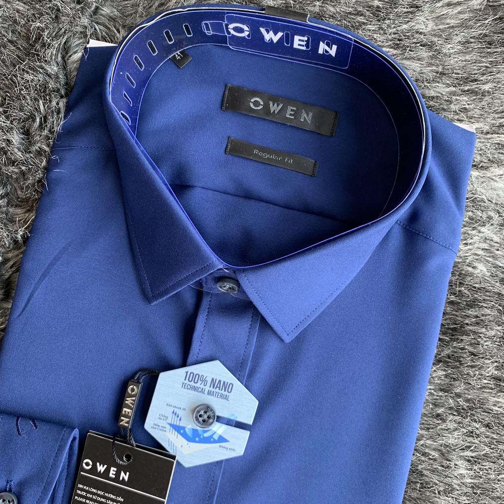 OWEN - Áo sơ mi dài tay Owen regularfit 100% NANO màu xanh navy 81277 | BigBuy360 - bigbuy360.vn