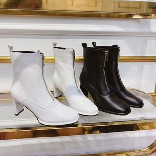 Bốt boot lửng gót dẹt khoá giữa da lì fullbox hàng quảng cao cấp