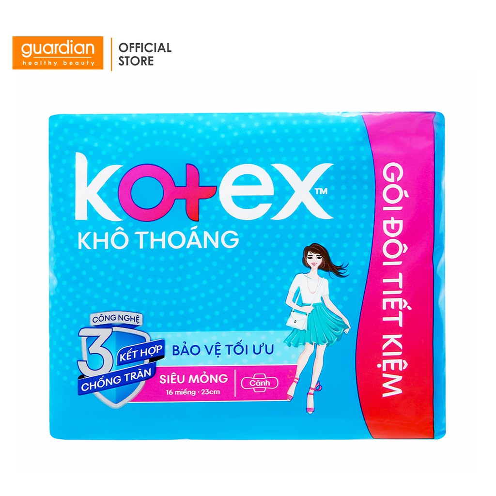 Băng vệ sinh Kotex khô thoáng siêu mỏng cánh 23cm (16 miếng)