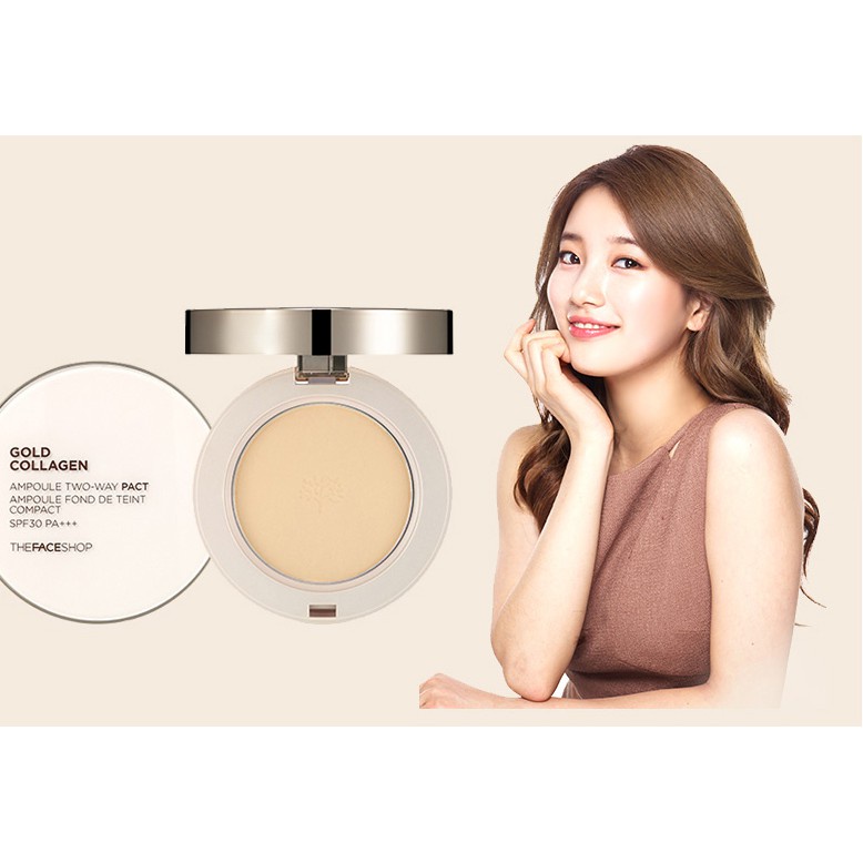 Phấn Phủ Nén The Face Shop Gold Collagen Ampoule Two-way Pact 9.5g