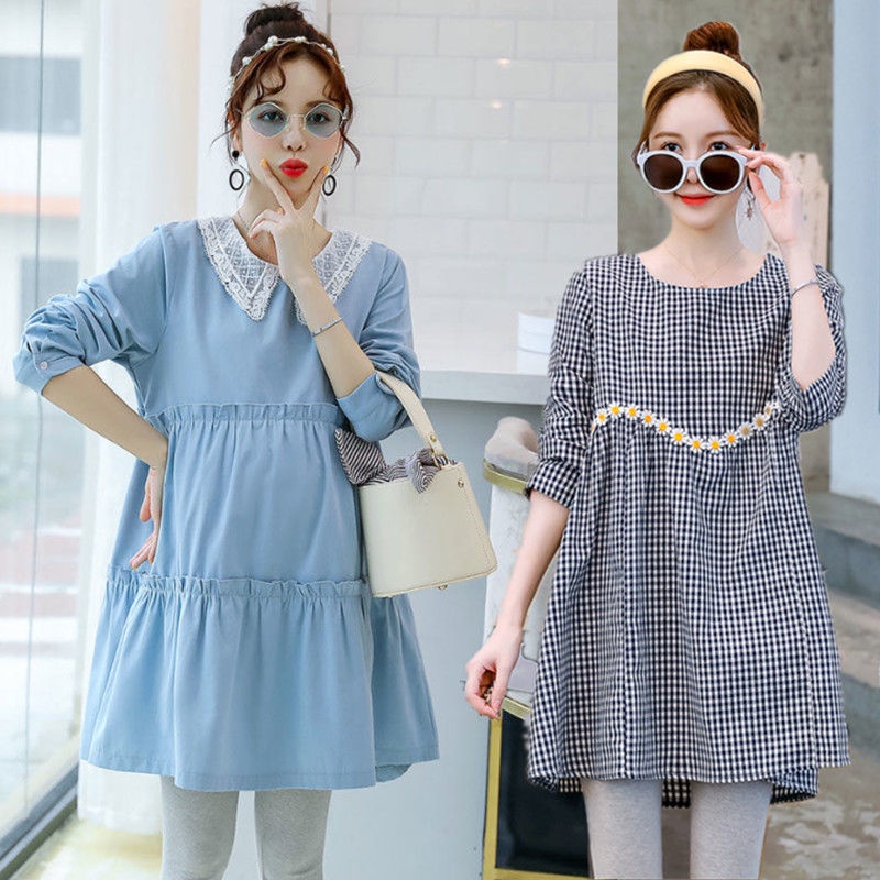 Bộ đầm dạ hội phong cách Hàn Quốc thời trang xuân thu cho mẹ bầu