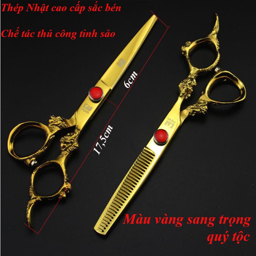 BỘ 2 KÉO KASHO VQ2 GOLD (MUA MỘT BỘ KÉO TẶNG BAO DA+LỌ DẦU+KHÓA KÉO +2 LƯỢC)