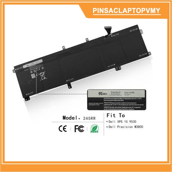 Pin laptop Dell TOTRM PRECISION M3800, XPS 9530 61WHR Y758W H76MY. Bảo hành toàn quốc