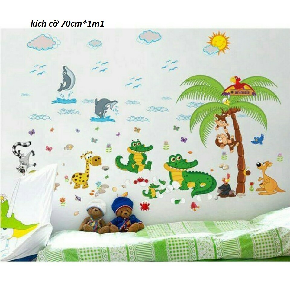 decal dán tường vườn thú