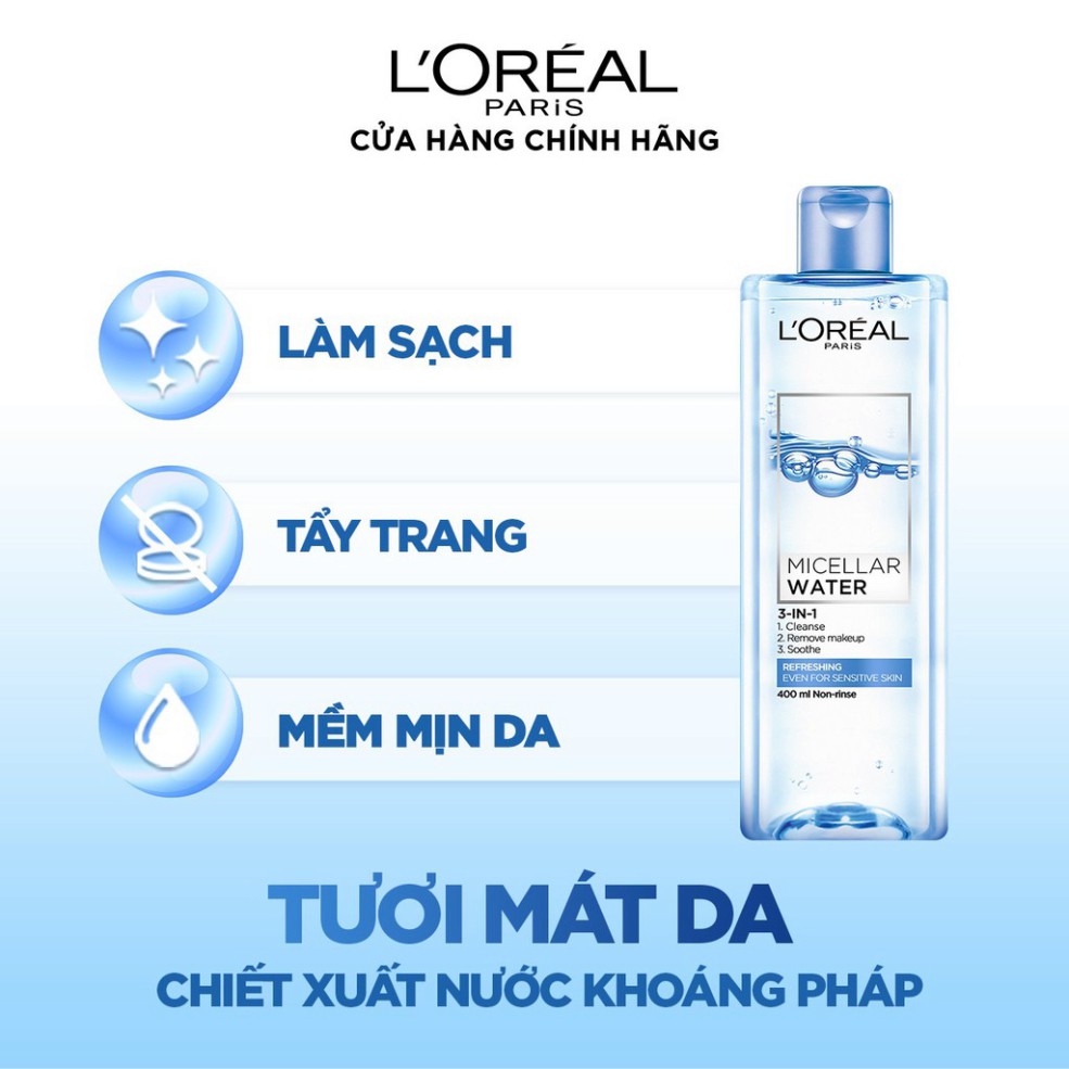 Nước Tẩy Trang LOREAL Paris Cho Mọi Loại Da  3-in-1 Micellar Water 30-95-400ml Hàng Chính Hãng | BigBuy360 - bigbuy360.vn