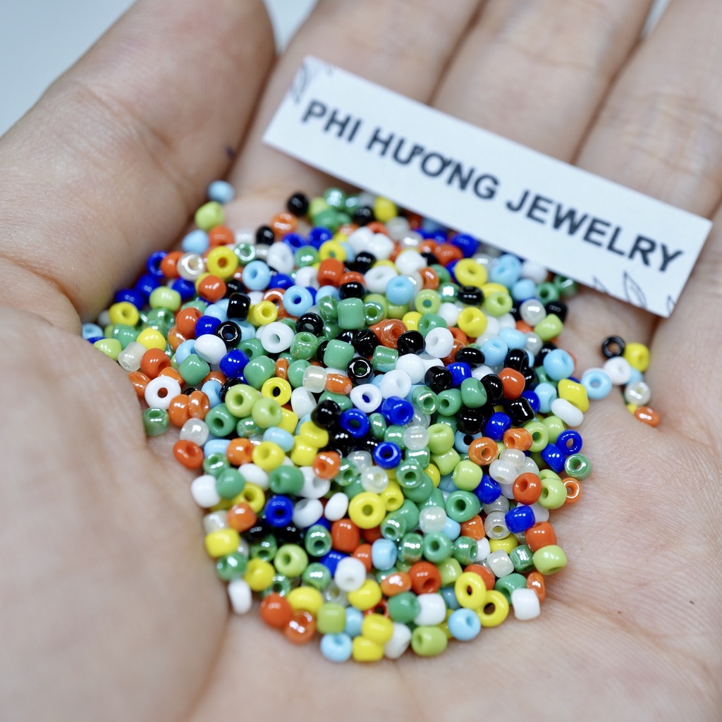 Gói 50gr hạt cườm tấm đục đủ màu 2mm nguyên liệu đính kết