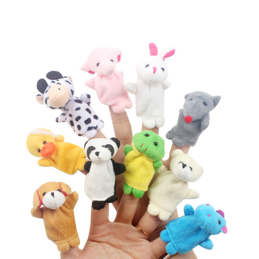 Set 10 Rối Bông Đeo Ngón Tay Hình Động Vật Dễ thương