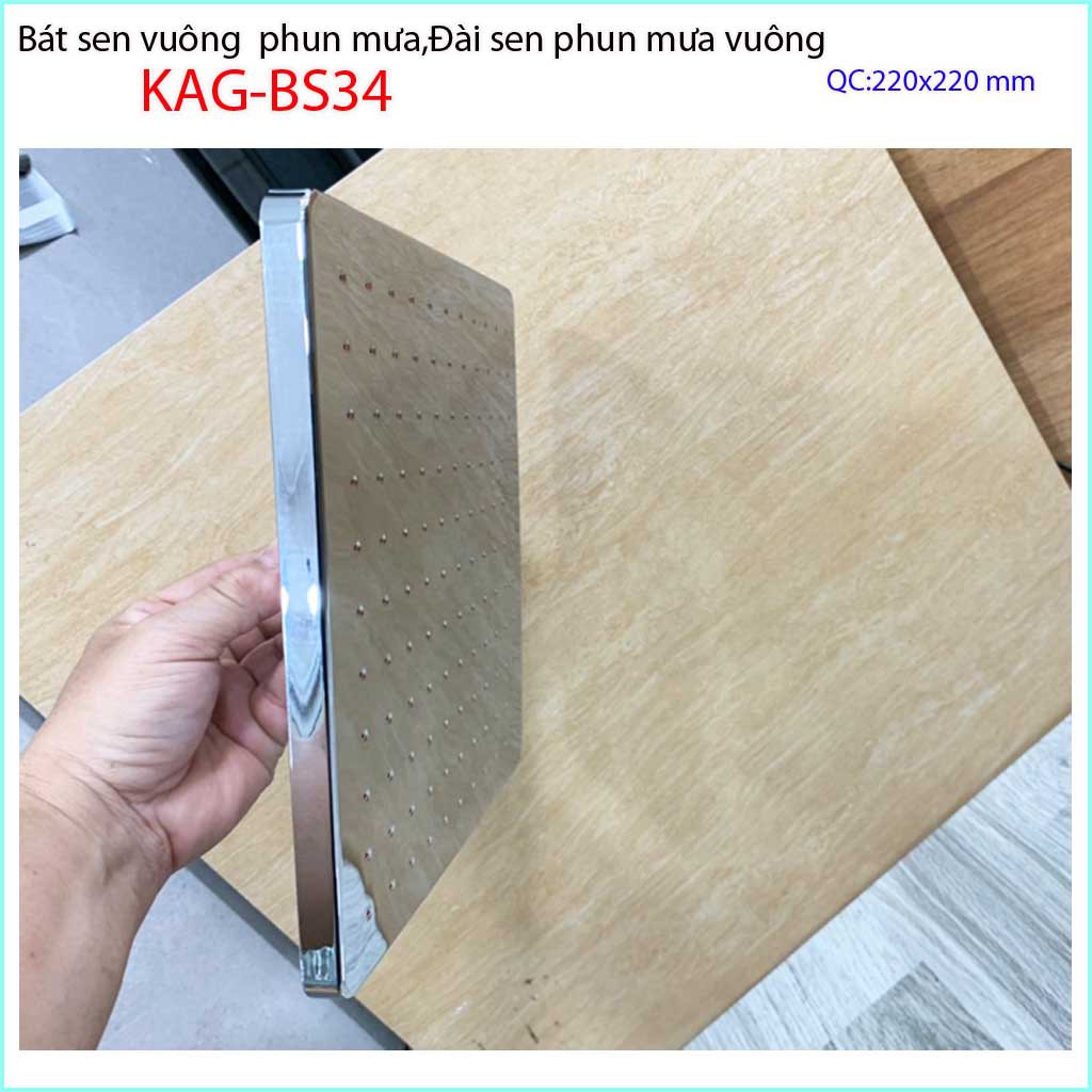 Bát sen tắm đứng vuông 20x20 cm, đầu sen phun mưa, bát sen tắm phun mưa KAG-BS34