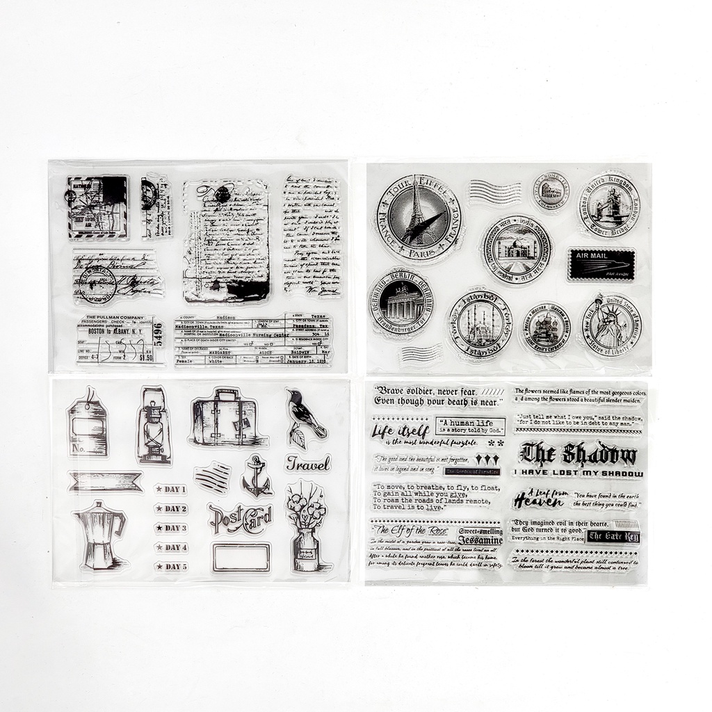 Stamp chủ đề retro 2 tiện dụng trang trí sổ tay, scrapbook, planner,... [ 06 ]