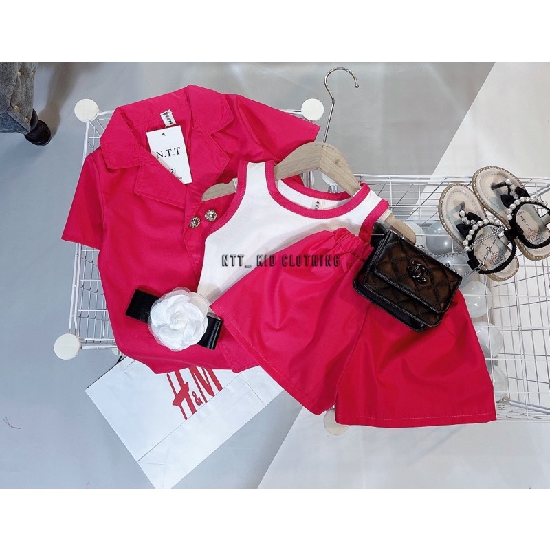 Bộ 3 chi tiết giả vest bé gái