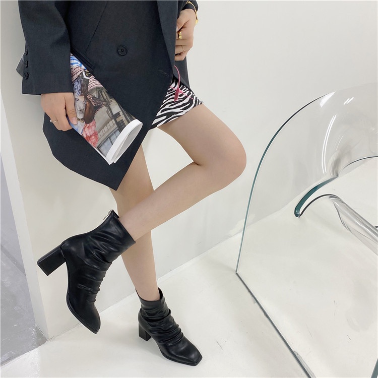 [TẶNG KẸP TÓC] BỐT NỮ BOOT THỜI TRANG 2021 DA MỀM NHĂN KHÓA KÉO HOT TREND - F6