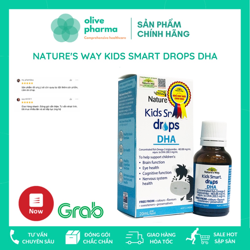 DHA dạng giọt Nature’s Way Kid Smart DHA Drops 20ml Úc Drop