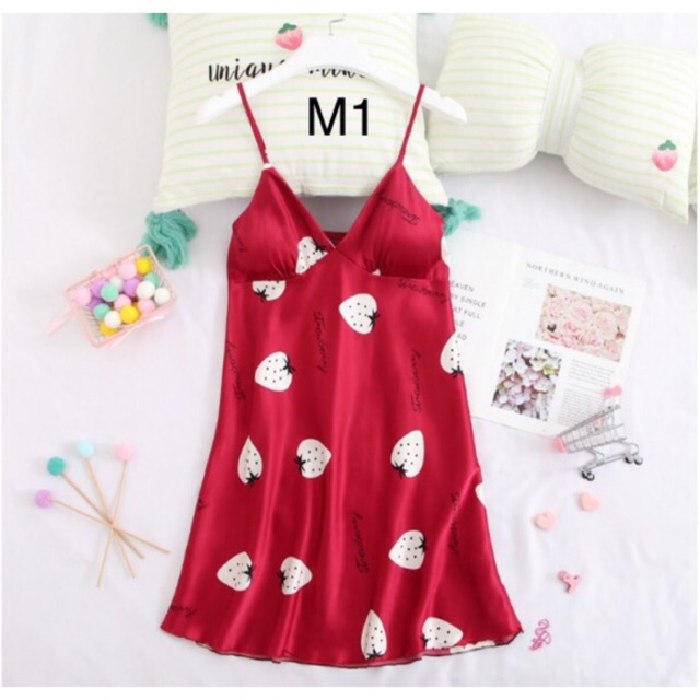 Đầm ngủ lụa 2 dây kèm mút ngực | BigBuy360 - bigbuy360.vn
