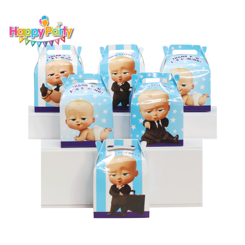 set Baby Boss nhóc trùm phụ kiện trang trí sinh nhật thôi nôi - Happy Birthday bé trai xanh