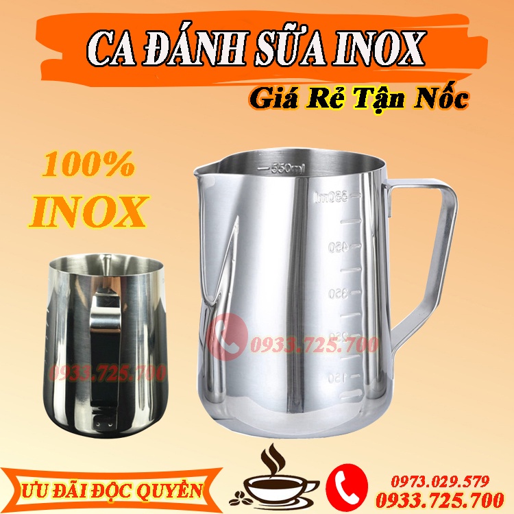 Ca Đánh Sữa INOX 600ml Có Chia Vạch Và Không Chia Vạch Máy Pha Cà Phê - Phụ Kiện & Linh Kiện Máy Pha Cafe.