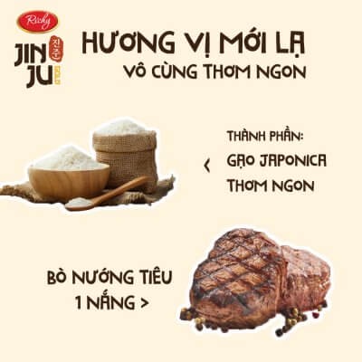 Bánh gạo JinJu vị bò nướng tiêu Richy túi 134,4gr