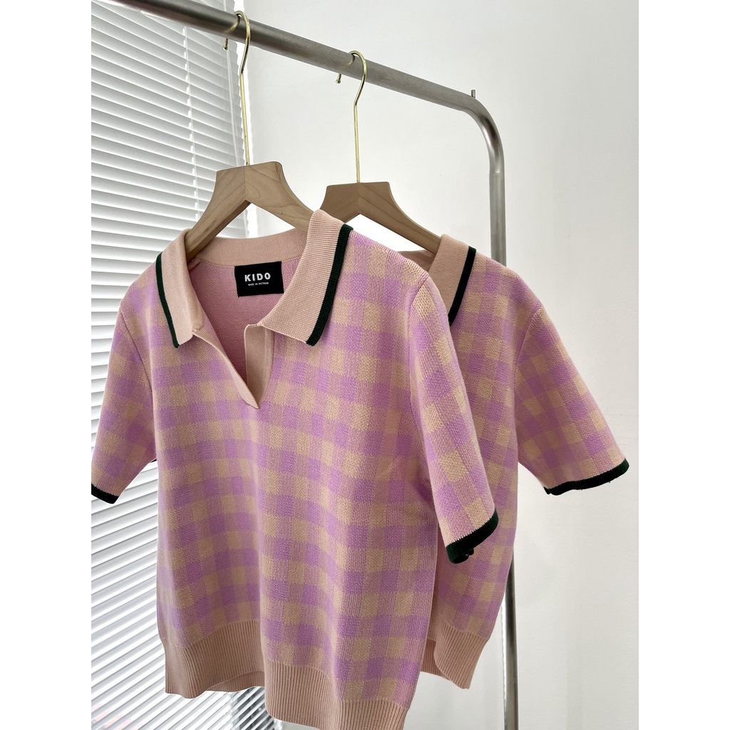 Áo thun len tay ngắn cổ gập SADIE TOP