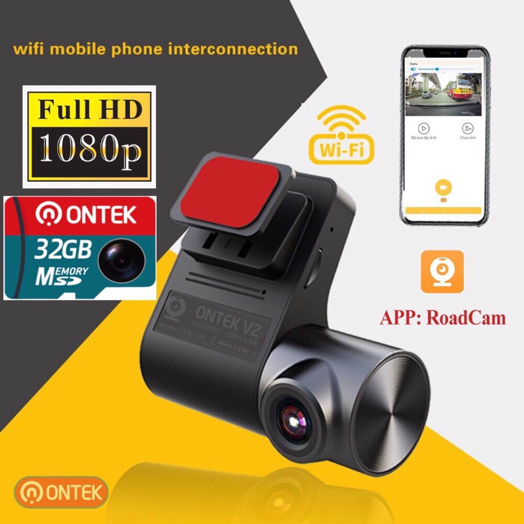 Camera Hành Trình ô tô  V2, kết nối WIFI điện thoại và Màn Hình Android FULL HD