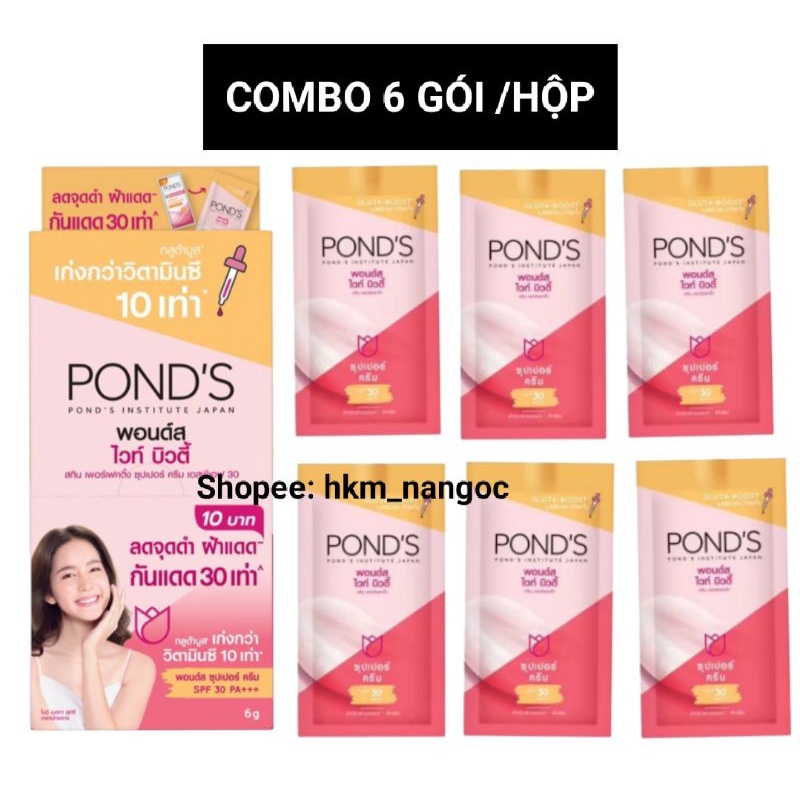 HỘP 6 GÓI 07/2023- Kem dưỡng da Pond’s nâng tông trắng hồng rạng rỡ - Kem dưỡng da Pond nâng tông